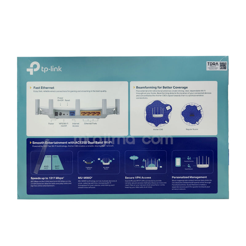 TP-Link AC1350 Dual Band WiFi Router – MU-MIMO, 5GHz + 2.4GHz Wireless, High-Speed Internet