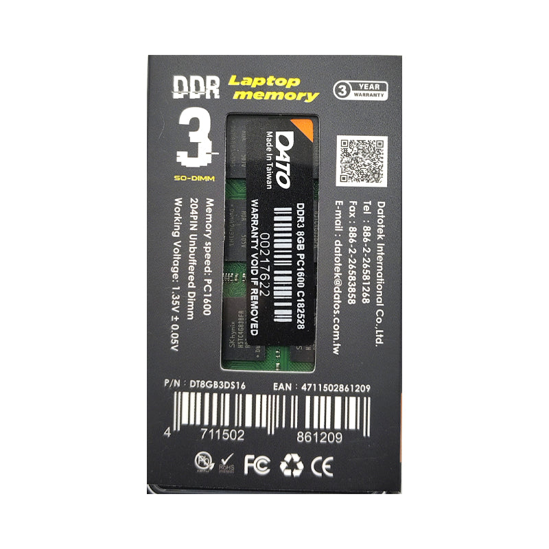 DR3 8GB RAM module for laptop